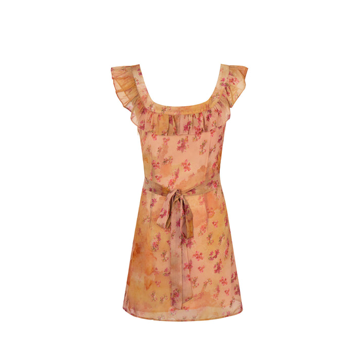 Dame Floral Rynke Spids Kjole Stilla