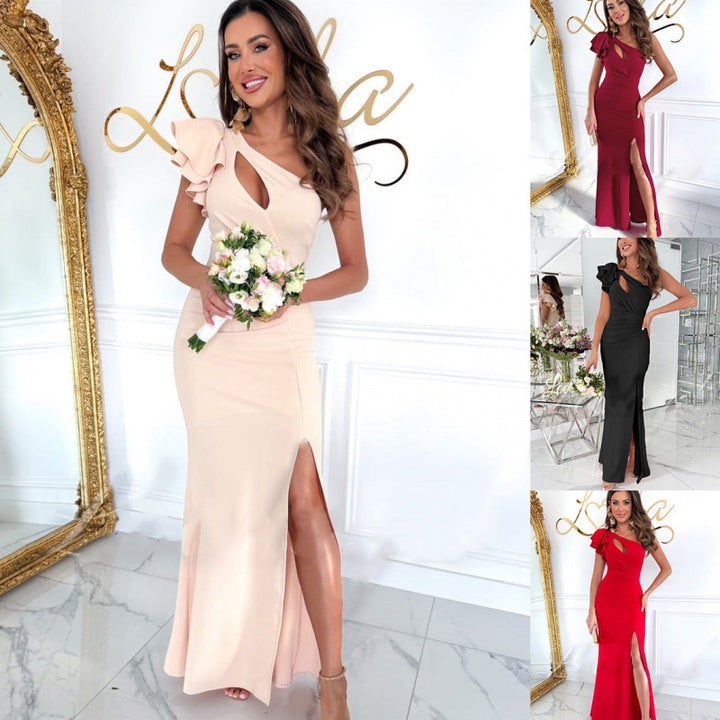Dame Elegant One-shoulder Aftenkjole med høj split Stilla
