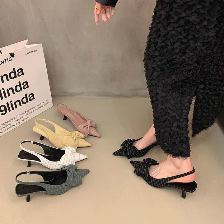 Dame Slingback High Heel Pumps med dekorativt sløjfedetail Stilla