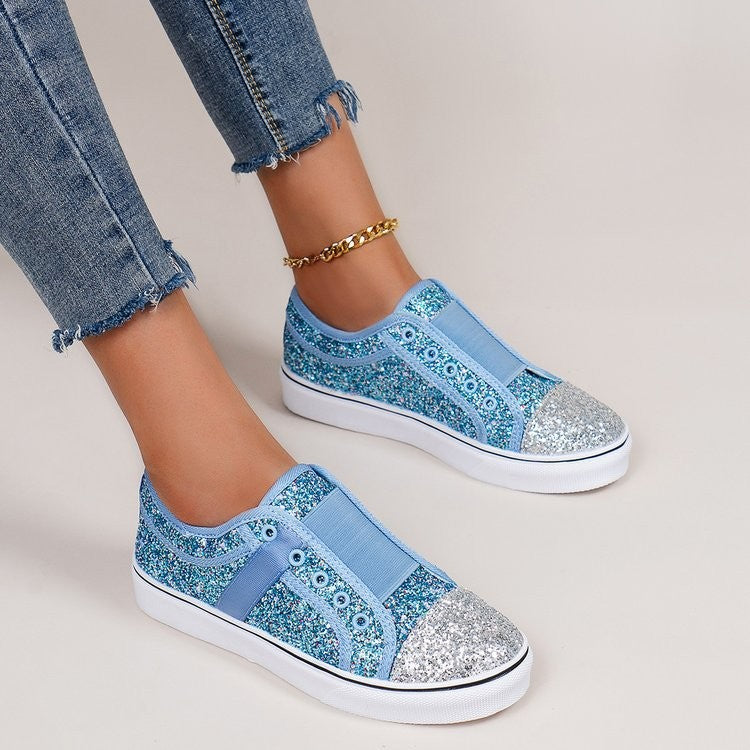 Dame Glitrende Slip-On Sneakers med elastisk indgreb og skridsikker sål Stilla