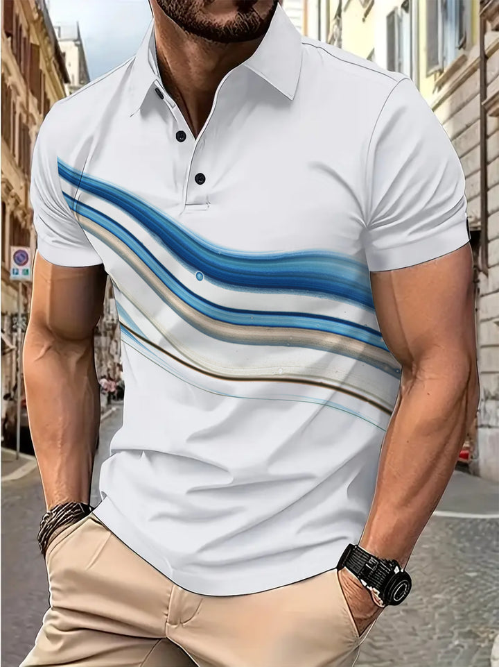 Herrer Poloshirt med moderne bølgemotiver Stilla