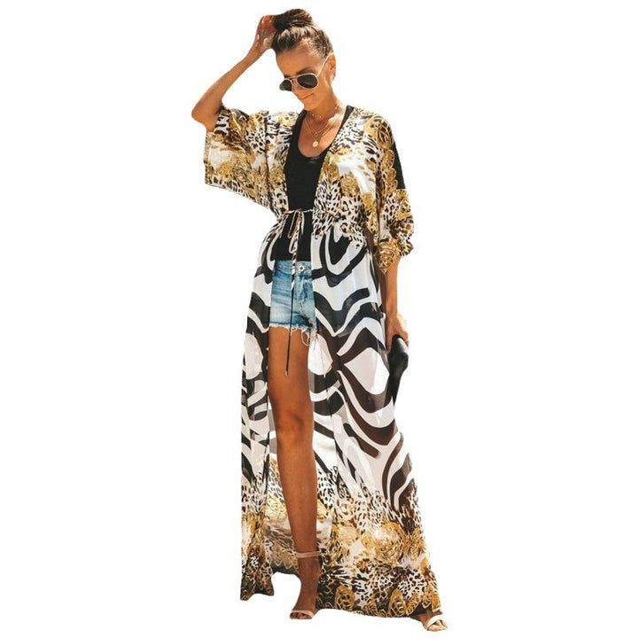 Kvinder safari-inspireret let kimono-indpakning Stilla