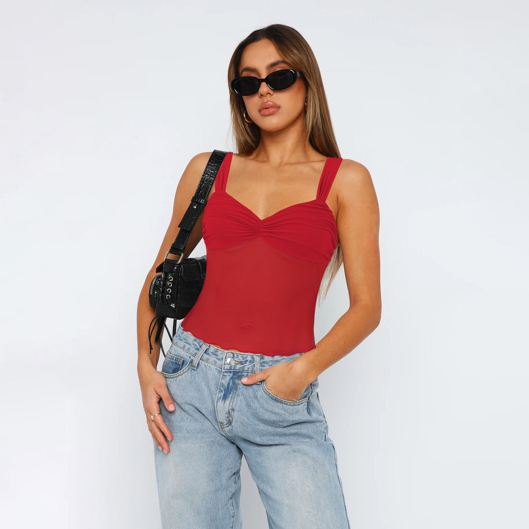 Dame figurtilpasset Bustier-body med rynkeeffekt og justerbare stropper Stilla