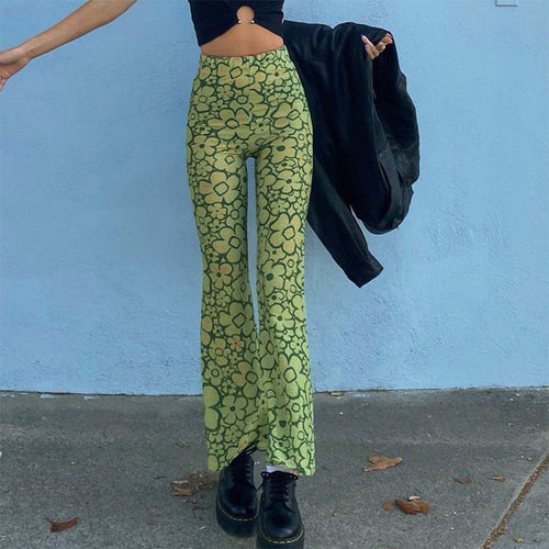 Dame Flared Jeans med blomstermønster og høj talje Stilla