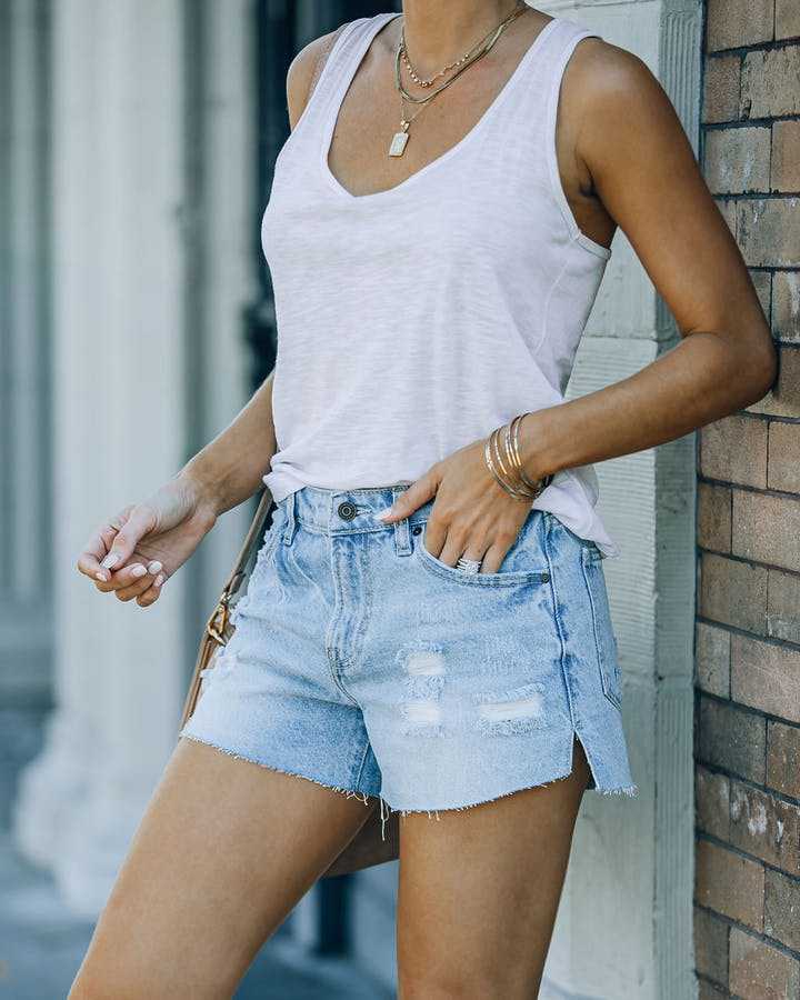 Dame Ødelagt Denim Shorts i afslappet snit med sidestykker Stilla