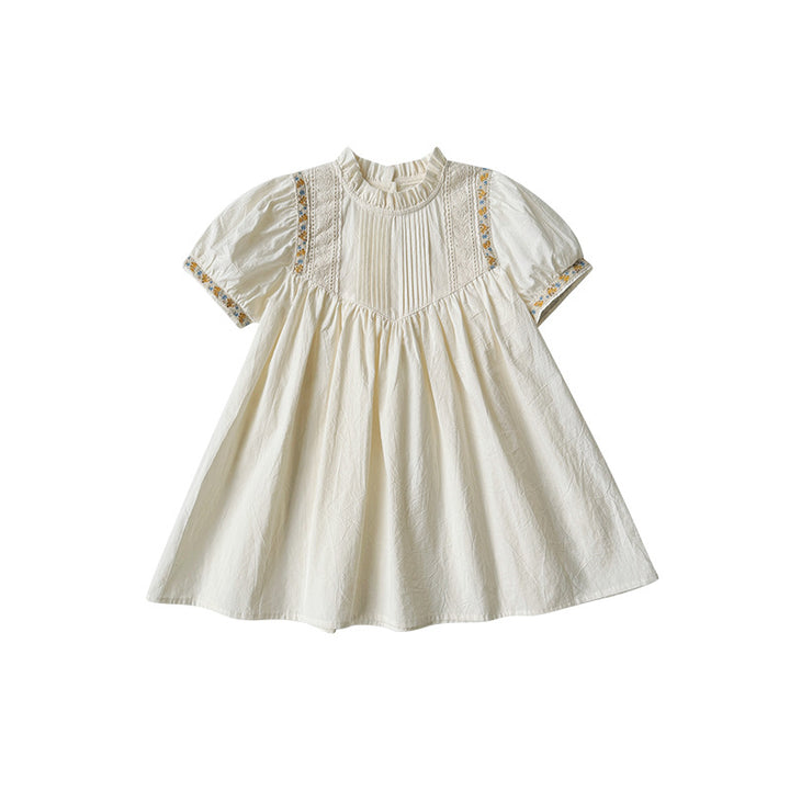Pige Elegant Floral Broderet Korte Ærmer Kjole Stilla