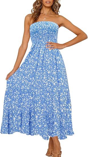 Dame Strapless Blomster Maxikjole Stilla