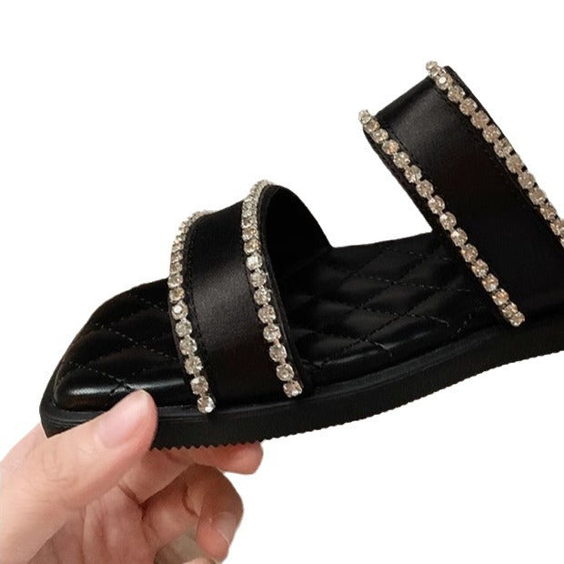 Dame badesandaler med elegant glimmer pynt og komfortabel indvendig polstring Stilla