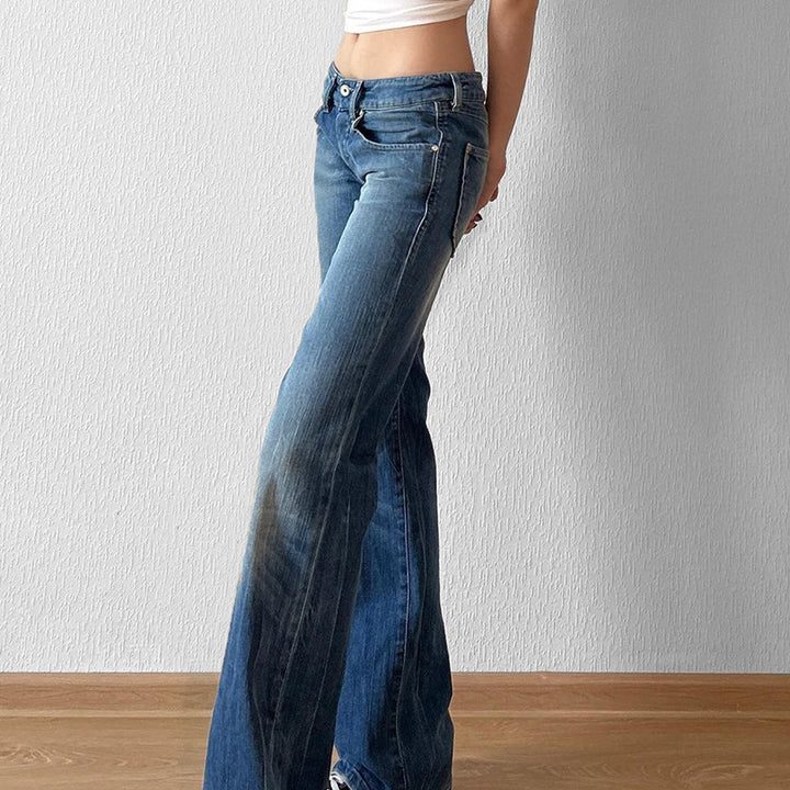 Dame flared jeans med høj talje og distressed design Skovae