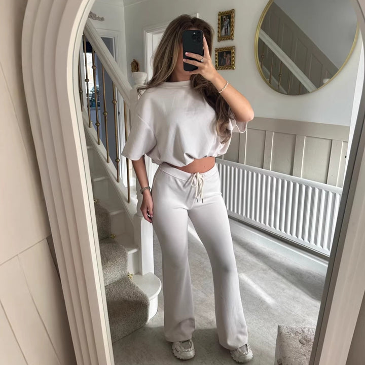 Kvinder Casual Strik Lounge Sæt med Løs Pasform og Elegante Detaljer