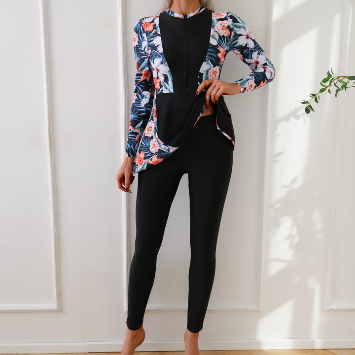 Damer Sporty Langærmet Badedragt med elegant Tunika-udseende Skovae