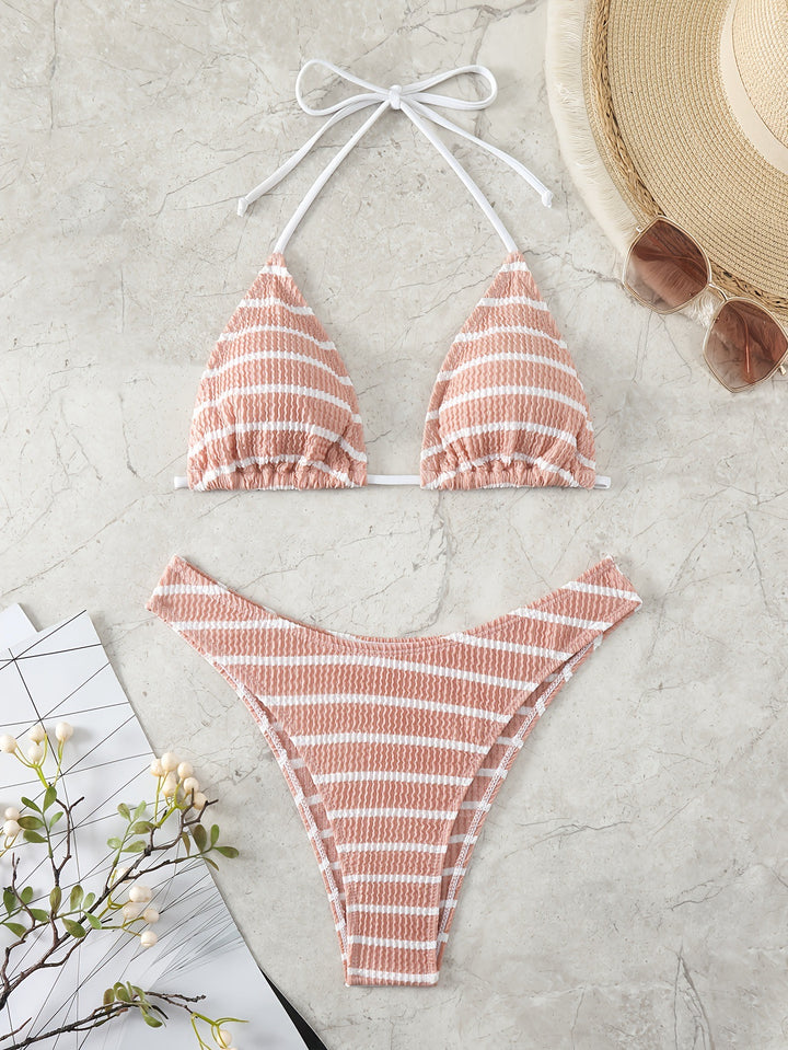 Dame triangel-bikini med raffinerede striber Skovae