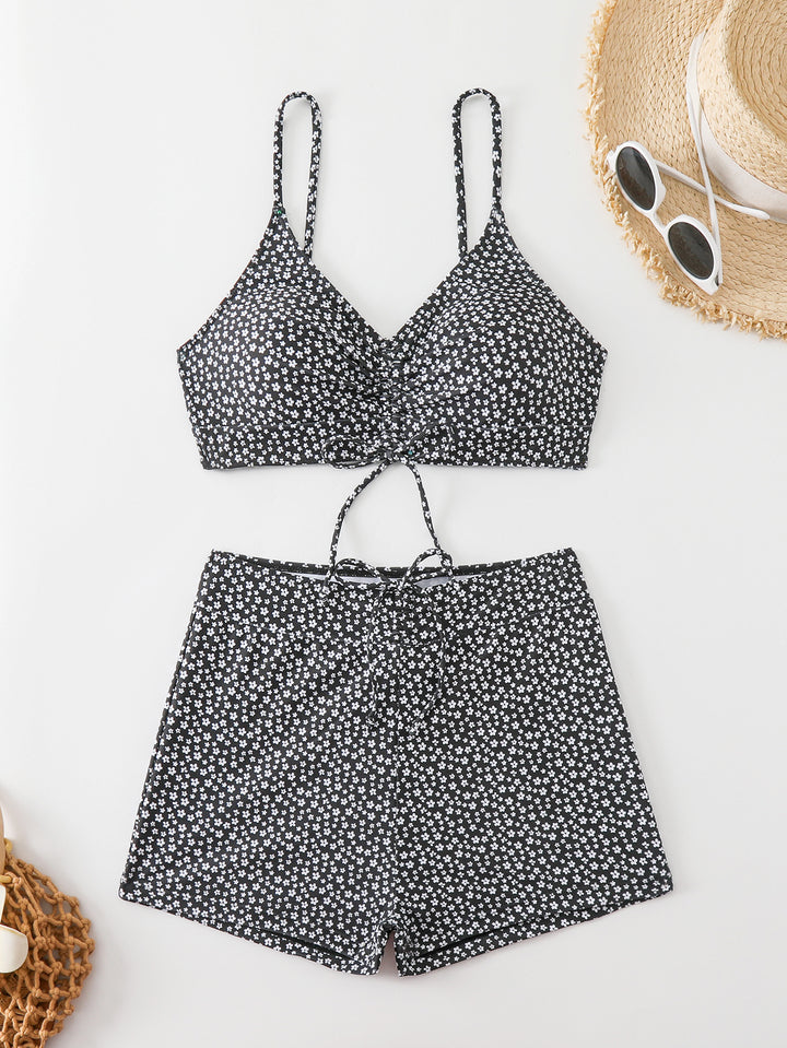 Dame Floral Print Bralette og Shorts Badetøj Sæt Stilla