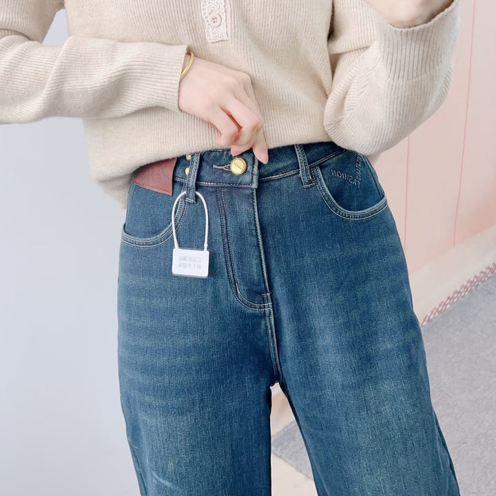 Dame løse jeans i vintage-stil med høj talje Stilla