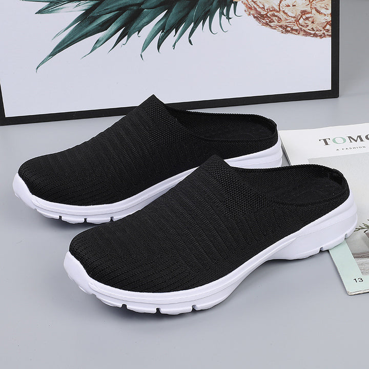Dame nan strikket slip-on klogs med stødabsorberende EVA-mellemsål og ergonomisk hæl støtte Skovae