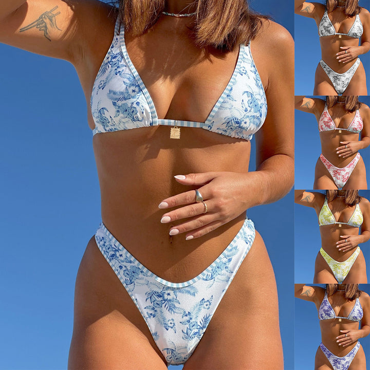 Dame triangel-bikini med blomsterdesign Skovae