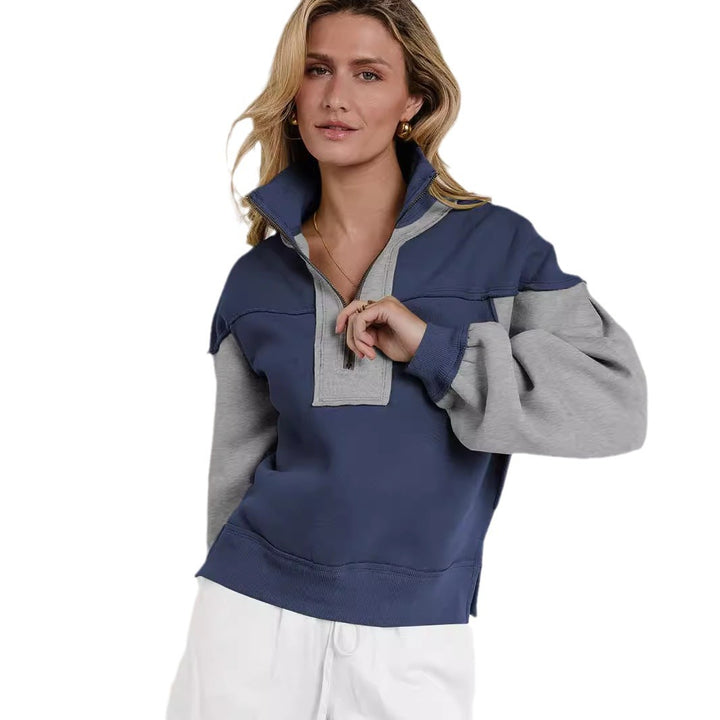 Dame Sporty Sweatshirt med høj krave og lynlås Stilla