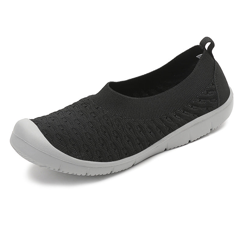 Dame nan åndbar strik ballerina slip-ons med forstærket tåhætte, elastisk indgang og fleksibel profilsåle Skovae
