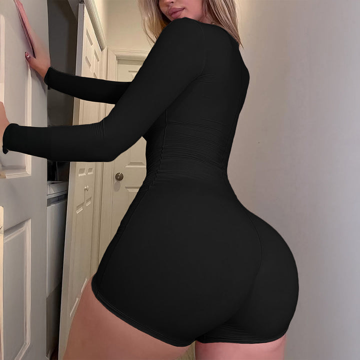 Dame Bodycon jumpsuit med lange ærmer og kvadratisk udskæring Skovae