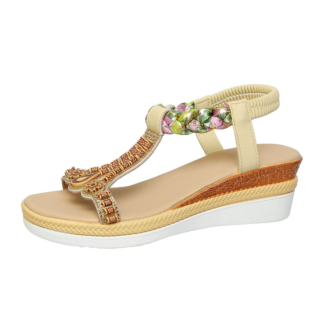 Dame wedge-sandaler med kunstneriske dekorative detaljer og komfortabel fodseng Stilla