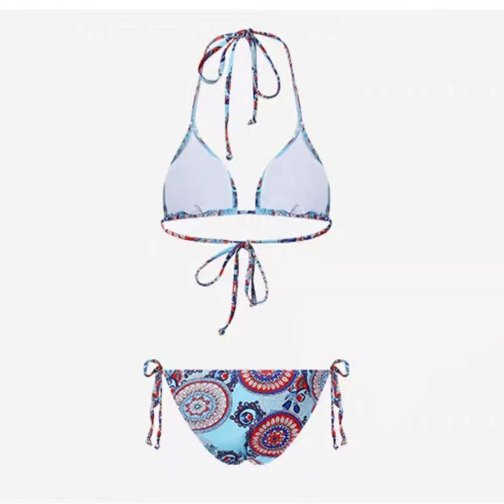 Dame Triangel-Bikini med legende mandala-mønster og justerbare bindebånd Skovae