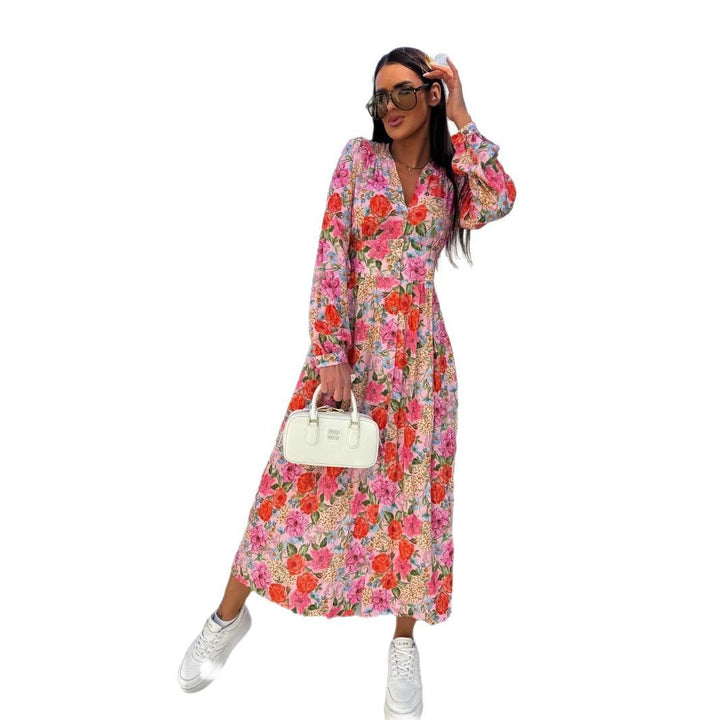 Dame Maxikjole med blomster mønster Stilla