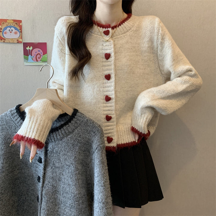 Damer cardigan med hjerteknapper Stilla