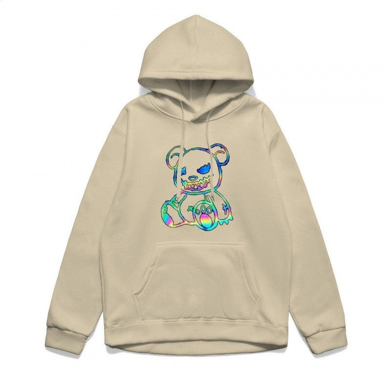 Dame hoodie sweatshirt med sejt bjørnemotiv og komfortabel pasform Skovae
