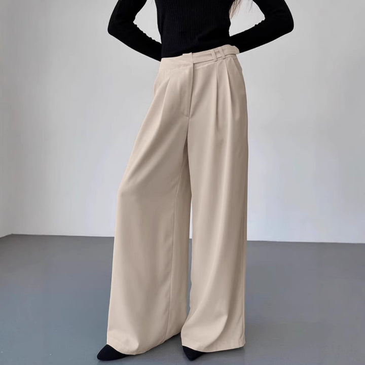 Dame bred chinos med elegant snit og højt siddende talje Stilla