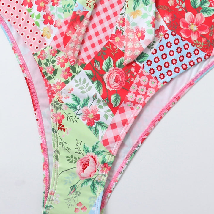 Dame Patchwork Blomster Bikini Sæt Stilla