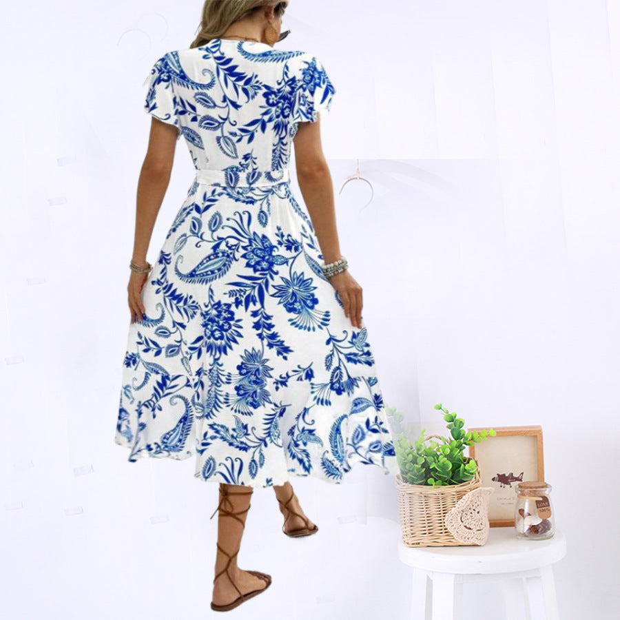 Dame Floral Print Viskestykke med asymmetrisk kant Stilla