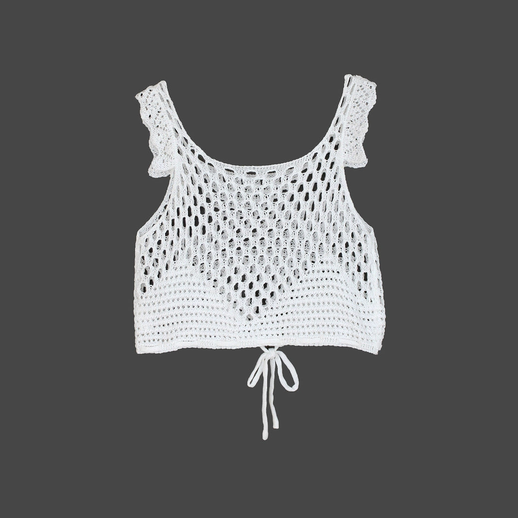 Dame luftigt hæklet crop-top Stilla