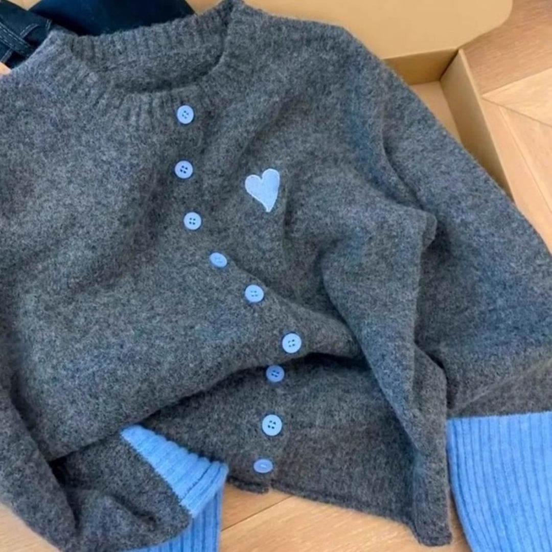 Kvinders hyggelige bløde cardigan med bomuldsblanding og moderne accentfarver Stilla