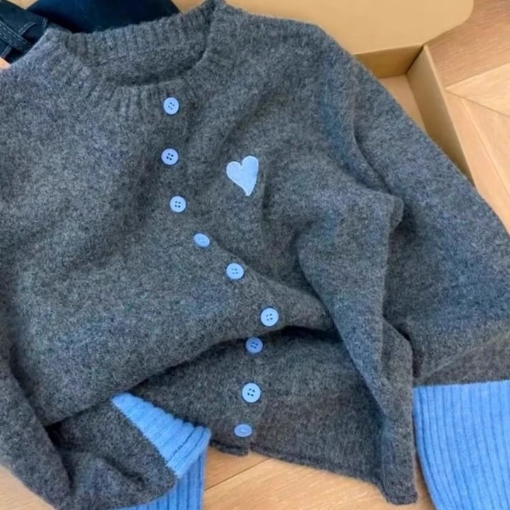 Kvinders hyggelige bløde cardigan med bomuldsblanding og moderne accentfarver Stilla