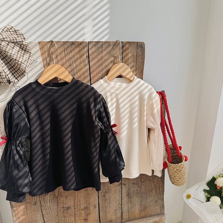 Pige Elegant Puffærmet-top med Satin-detaljer Stilla