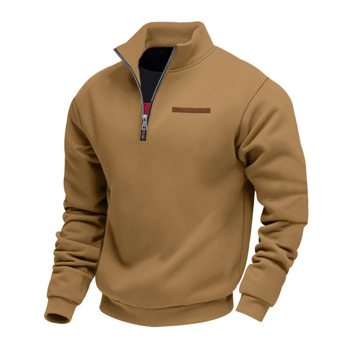 Herrer nan halv-zip sweatshirt lavet af tung fleece med ståkrave og skjult brystlomme Skovae