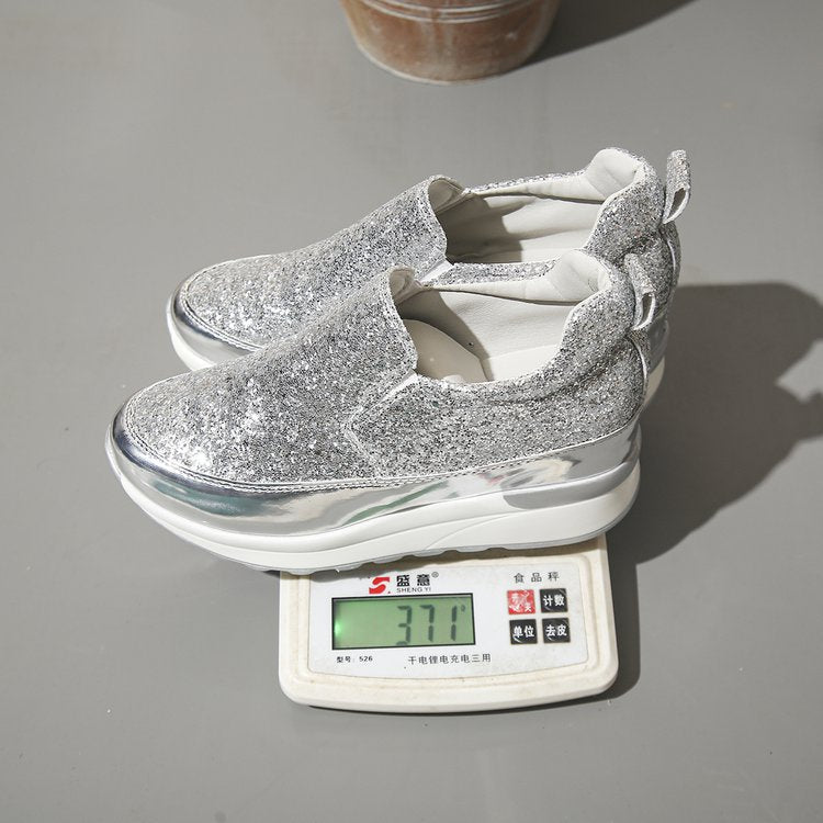 Dame Slip-On Sneakers med glitrende overflade og skridsikker sål Stilla