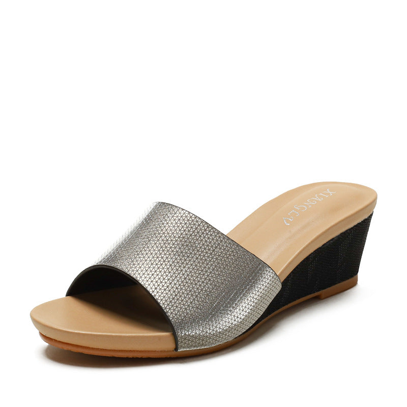Dame Wedge-Pantoletten med glitrende overmateriale Stilla