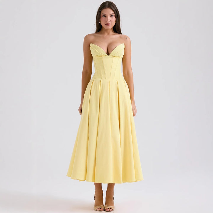 Kvinders Couture Maxi Kjole med elegant sweetheart udskæring og flagrende nederdel Stilla