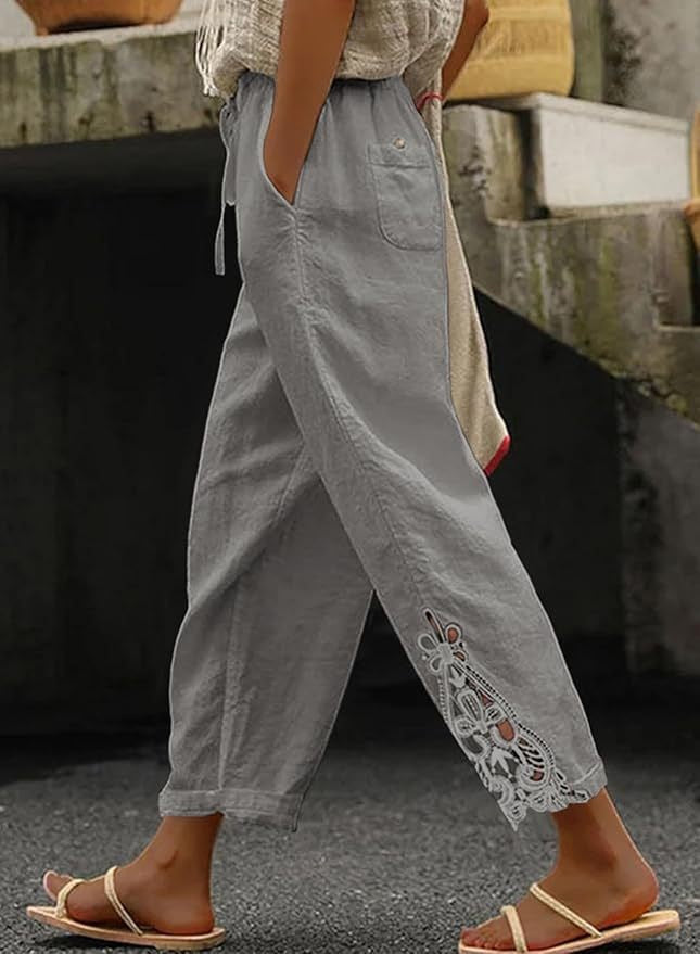 Dame Lettere og luftige sommerbukser i Boho-stil med broderi Skovae