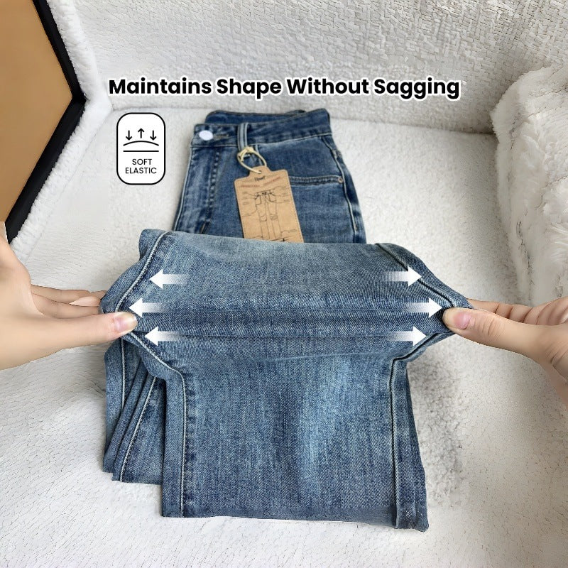 Dame Løst skårede jeans med høj talje og klassisk denim-look Skovae