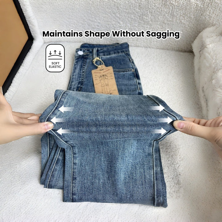 Dame Løst skårede jeans med høj talje og klassisk denim-look Skovae