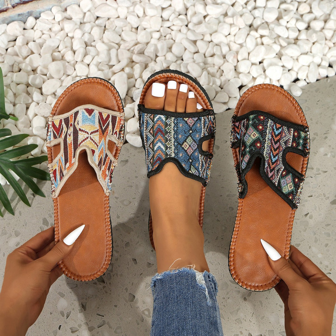 Dame Slide-sandaler med etnisk mønster og komfortabel fodsengsdesign Stilla