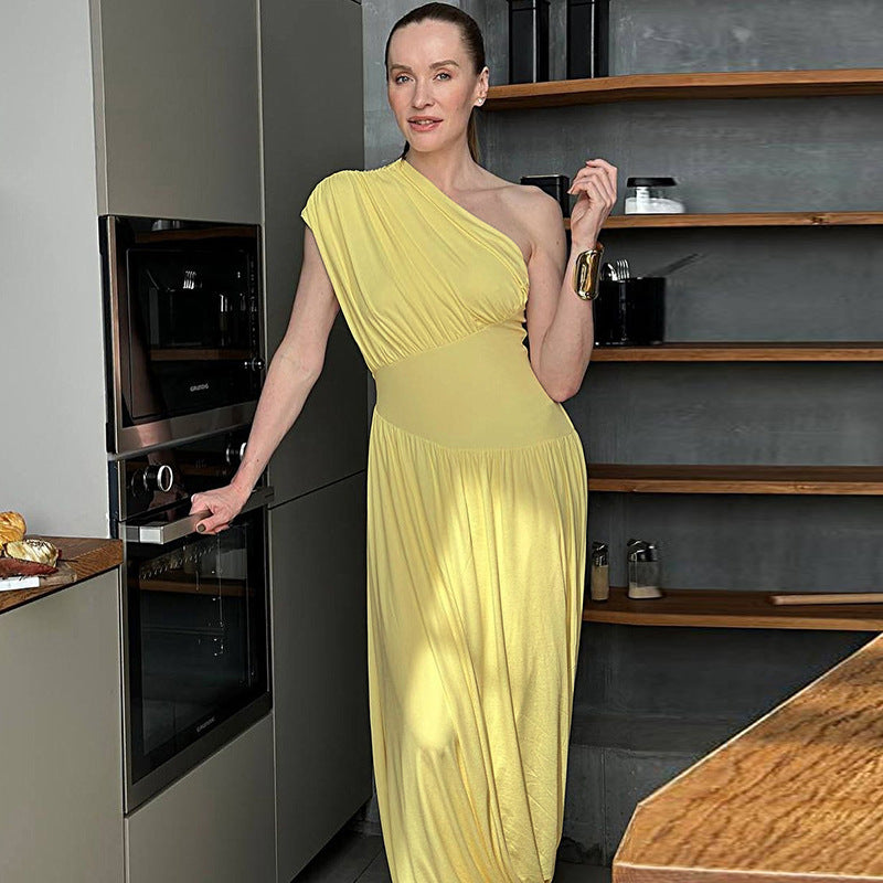 Femme Elegantes En-Skulder Maxi Kjole Stilla