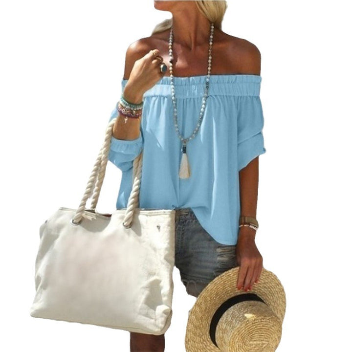 Dame Off-Shoulder Bluse med elastisk kant og generøs skæring Stilla