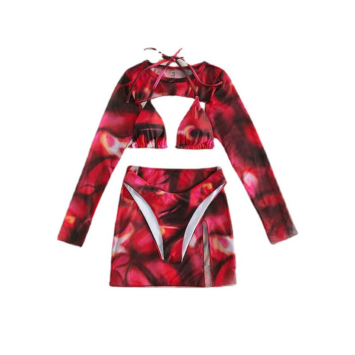 Dame moderigtigt crop-top med lange ærmer og asymmetrisk skørt Skovae