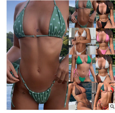 Femme Justerbar Trekant-Bikini-Sæt med Stilfuld Bindebånd Stilla