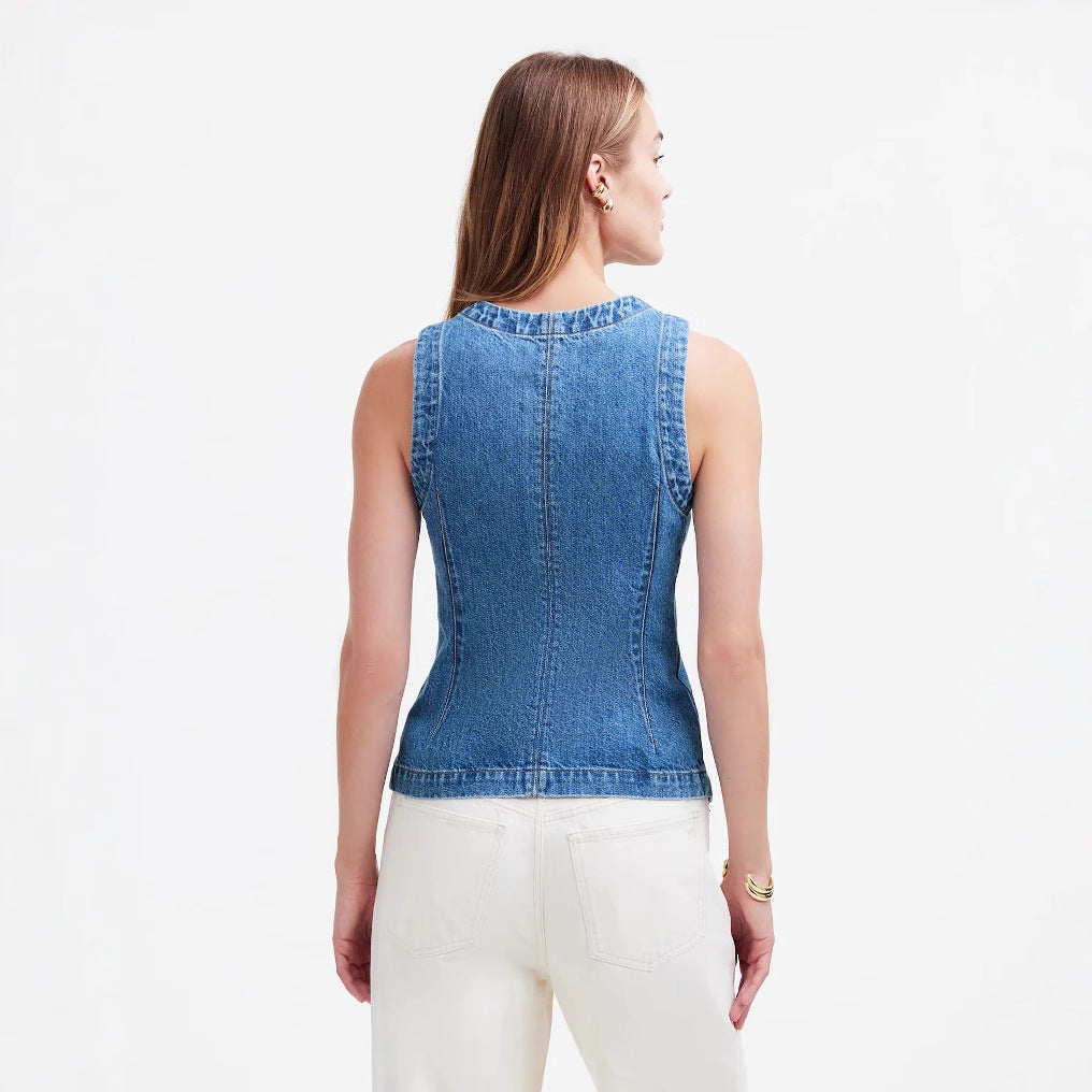 Damejeansvest i elegant snit Stilla