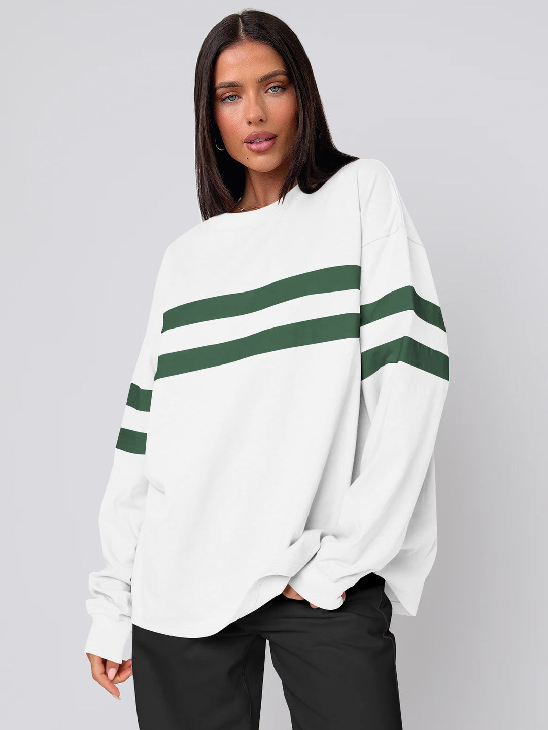 Dame Casual Sweatshirt med brede striber Stilla