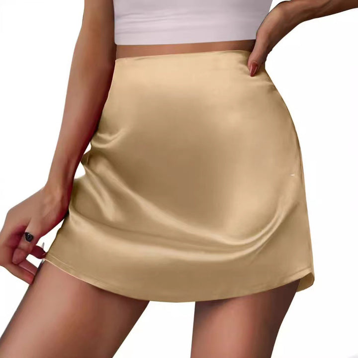 Dame Satin Mini Nederdel med asymmetrisk kant og flydende udseende Skovae